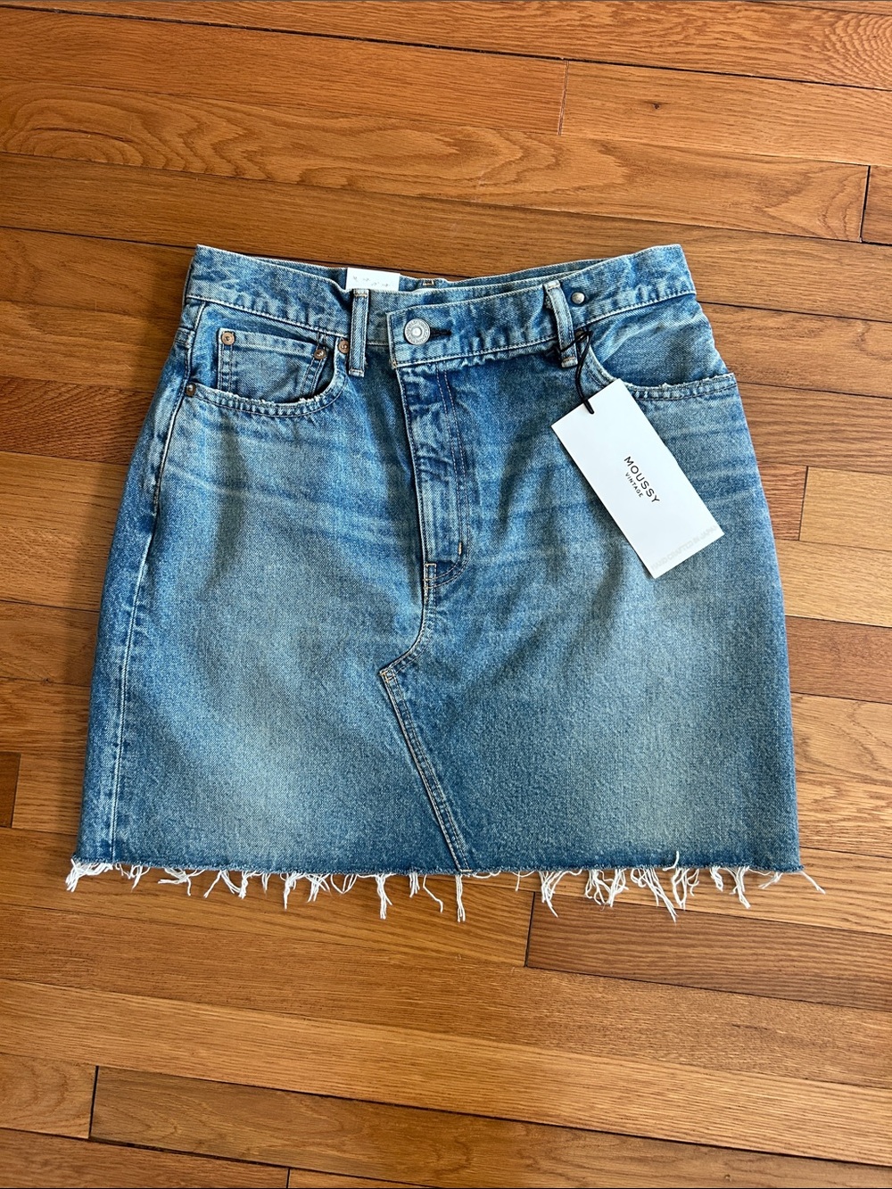 Moussy - my Thomoston asymmetrical Distressed Denim Mini Skirt - Picture 7 of 7